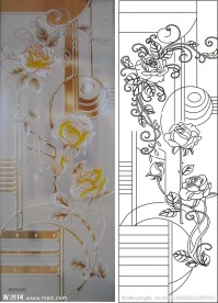 线条图 玫瑰花 车刻