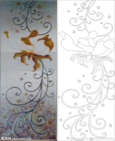 欧式花 线条图 金色