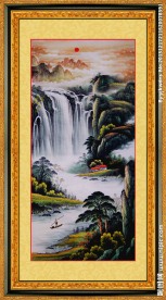 竖式-聚财山水画