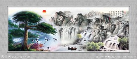 迎客松国画