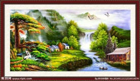 迎客松油画装饰