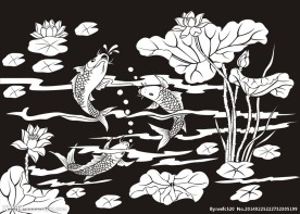 荷花鱼 莲花 鲤鱼