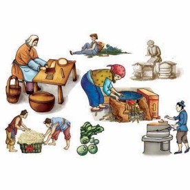 手擀面 杂粮 碎花女