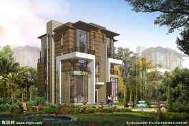 现代别墅建筑效果图