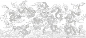 九龙图 龙腾四海 （注路径未闭合）