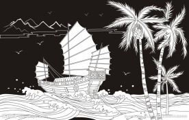 椰树 帆船 海边