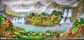 山水钻石画