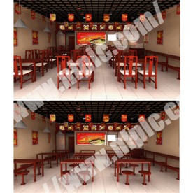 餐馆 拉面馆效果图