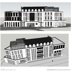 中式会所建筑SU模型