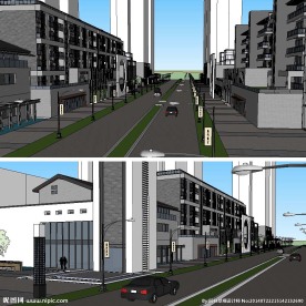 商业街建筑SU草图大师