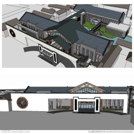 旅游中心建筑SU草图大师