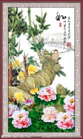 竹报平安 牡丹花