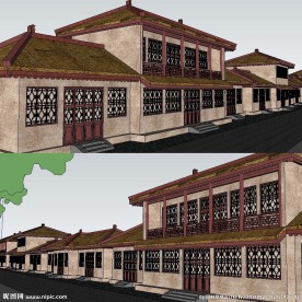 草图大师风景区商业街