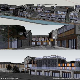 草图大师商业街方案SU