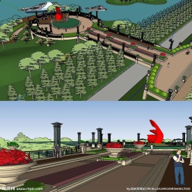 草图大师su滨水广场