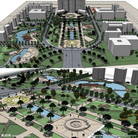 草图大师su广场景观模