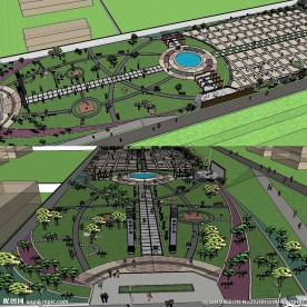 草图大师长方形休闲广场