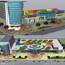 草图大师商业广场景观