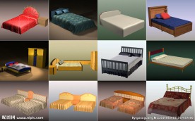 3D现代家具 床