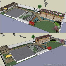 sketchup别墅庭院模型