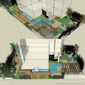 私家庭院花园景观模型