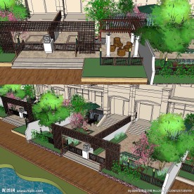 sketchup庭院景观模型