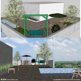 高层屋顶花园草图大师