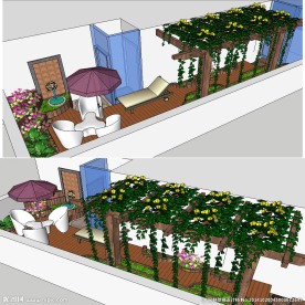 屋顶小型花园景观草图
