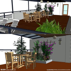 休闲屋顶花园草图大师