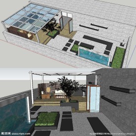 屋顶花园草图大师SU模