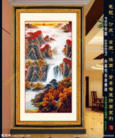 聚宝盆玄关装饰画