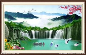 流水生财风景画