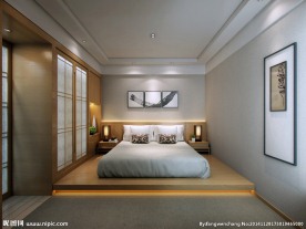 简欧客卧效果图