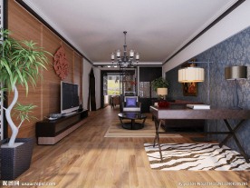 现代中式客厅室内效果图3d模型