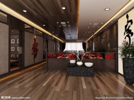 酒店餐厅包间室内3d效果图模型