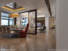 现代简约客餐厅室内效果图3d模