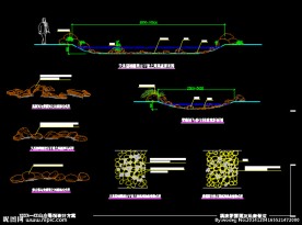 溪流断面图及池底做法详图