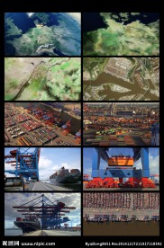 震撼货柜码头空中俯拍