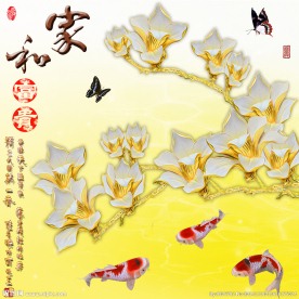 钻石画十字绣家和富贵玉兰鲤鱼