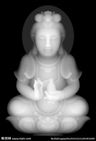 观音玉雕灰度图