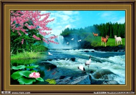 风景画三阳开泰