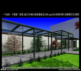 公园风雨廊效果图