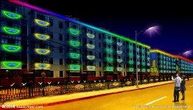 楼体亮化 夜晚 亮化 泛光灯