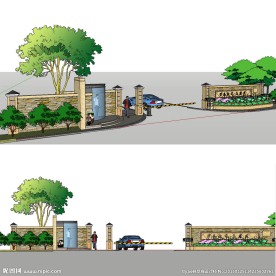 SU草图大师大门景观模型