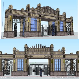 古典欧式居住区大门建筑模型