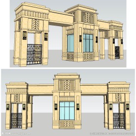 欧式小区入口大门SU模型