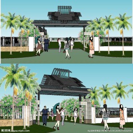 景区入口大门草图SU模型