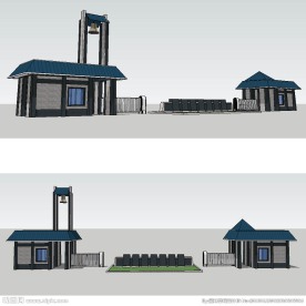厂区大门草图大师SU模型