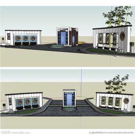 中式景观门草图大师SU模型