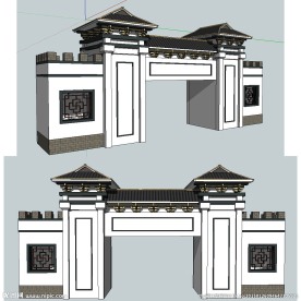 政府门楼草图大师SU模型